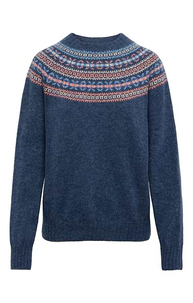 Ladies Harley of Scotland Fairisle Crew Neck Jumper