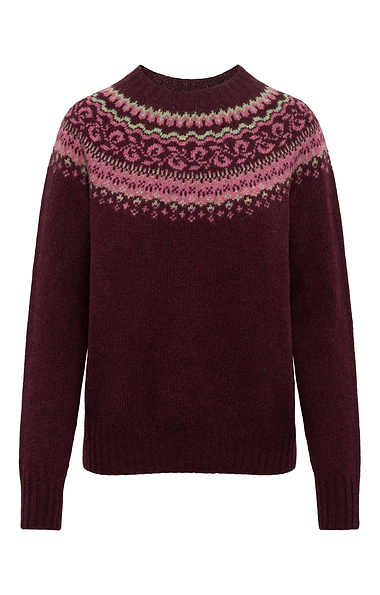 Ladies Harley of Scotland Pure Wool Fairisle Crew