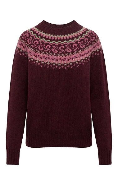 Ladies Harley of Scotland Pure Wool Fairisle Crew