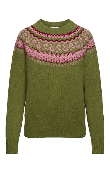 Ladies Harley of Scotland Pure Wool Fairisle Crew