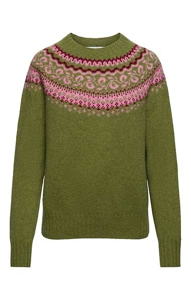 Ladies Harley of Scotland Pure Wool Fairisle Crew