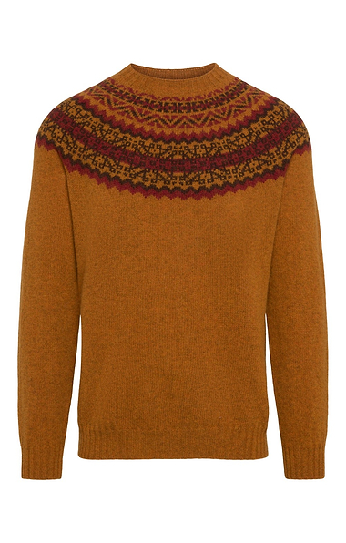 Men's Harley of Scotland Fairisle Yoke Crew Jumper