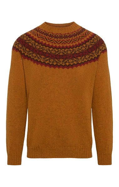 Men's Harley of Scotland Fairisle Yoke Crew Jumper