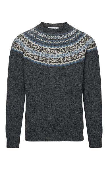 Men's Harley of Scotland Fairisle Yoke Crew Jumper