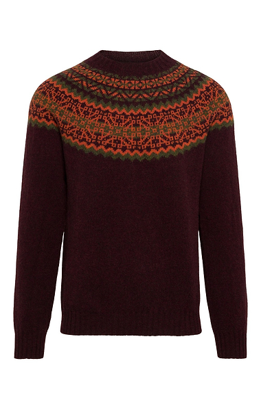 Men's Harley of Scotland Fairisle Yoke Crew Jumper
