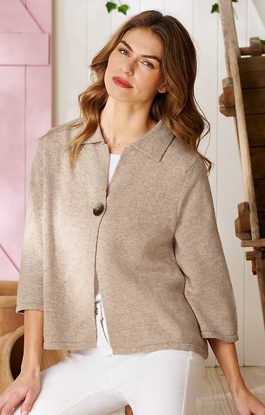 Ladies Single Button Back Vent Cardigan