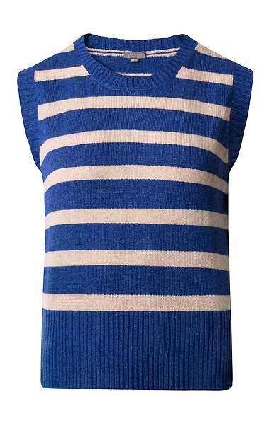Ladies Lambswool Cashmere Stripe Slipover