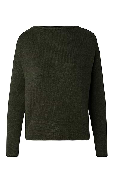 Ladies Cashmere & Lambswool Roll Edge Boat Neck Boxy Jumper