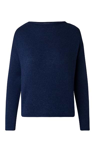 Ladies Cashmere & Lambswool Roll Edge Boat Neck Boxy Jumper