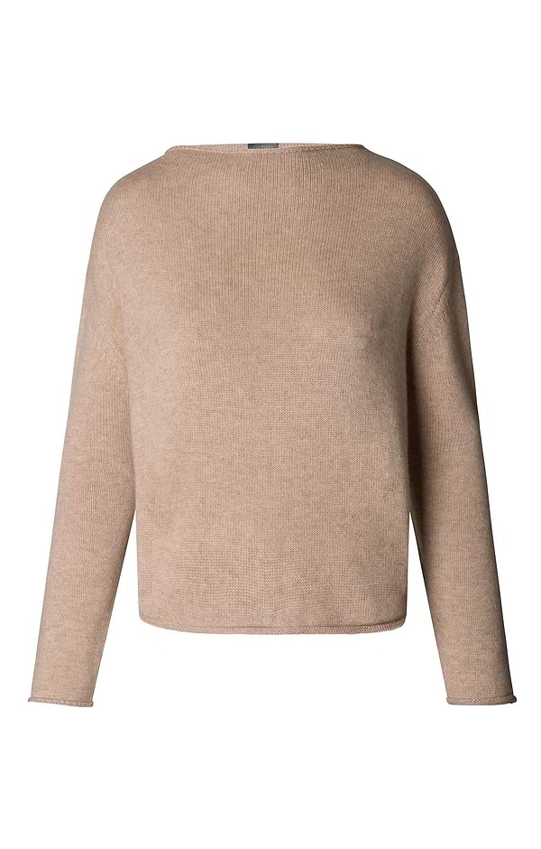 Ladies Cashmere & Lambswool Roll Edge Boat Neck Boxy Jumper