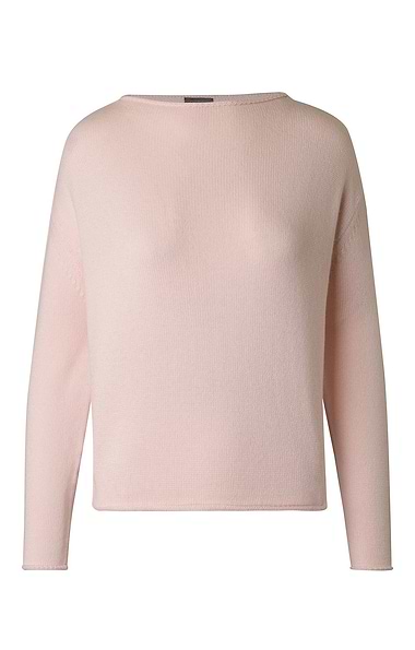 Ladies Cashmere & Lambswool Roll Edge Boat Neck Boxy Jumper