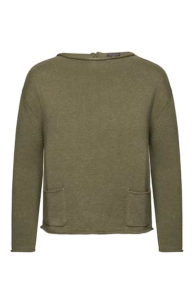 Ladies Cashmere and Wool Pocket Crew