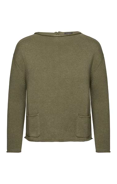 Ladies Cashmere and Wool Pocket Crew
