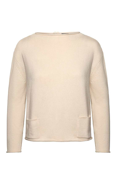 Ladies Cashmere and Wool Pocket Crew