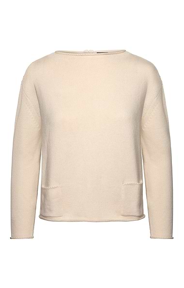 Ladies Cashmere and Wool Pocket Crew