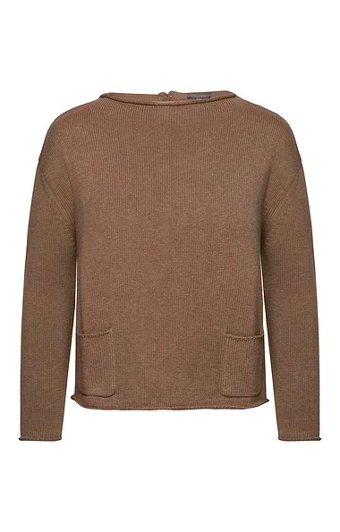 Ladies Cashmere and Wool Pocket Crew