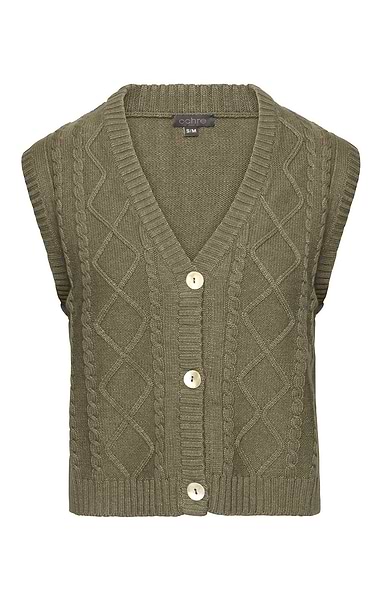 Ladies Cashmere and Wool Cable Waistcoat
