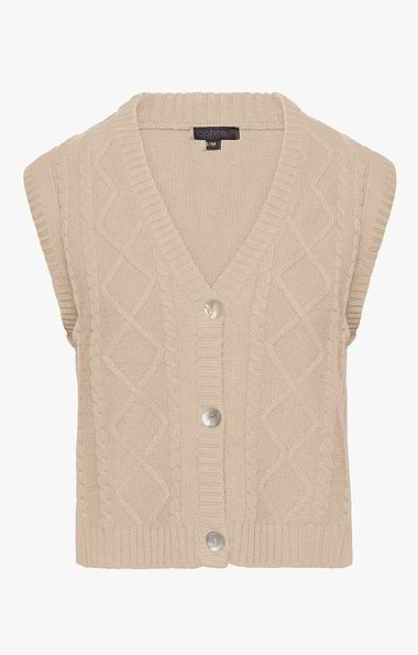Ladies Cashmere and Wool Cable Waistcoat