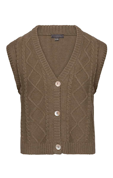 Ladies Cashmere and Wool Cable Waistcoat