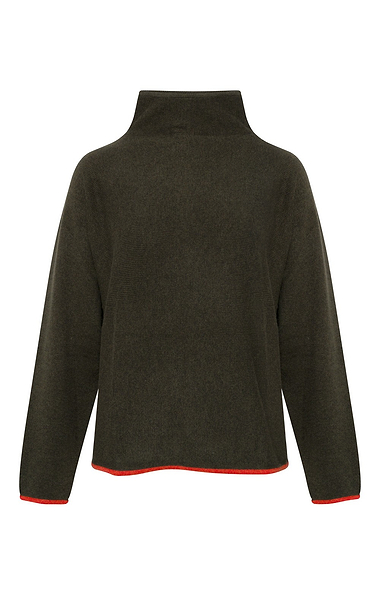 Ladies Contrast Tip Funnel Neck Jumper