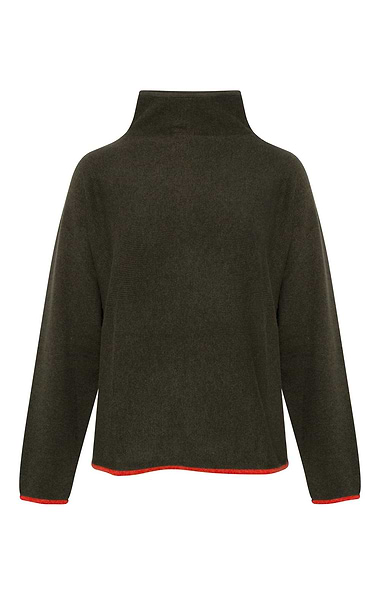 Ladies Contrast Tip Funnel Neck Jumper