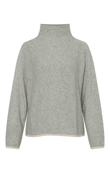 Ladies Contrast Tip Funnel Neck Jumper