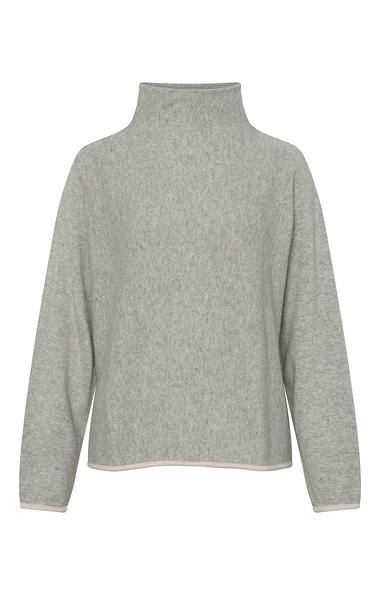 Ladies Contrast Tip Funnel Neck Jumper