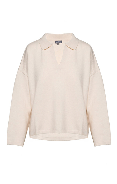 Ladies Lambswool Cashmere Shirt Neck Jumper