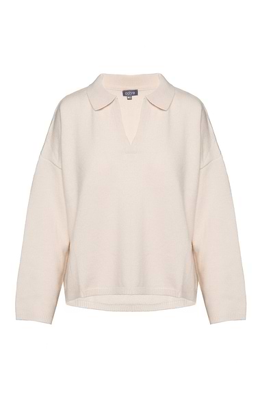Ladies Lambswool Cashmere Shirt Neck Jumper