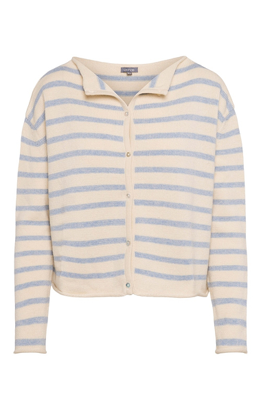 Ladies Lambswool Cashmere Striped Cardigan