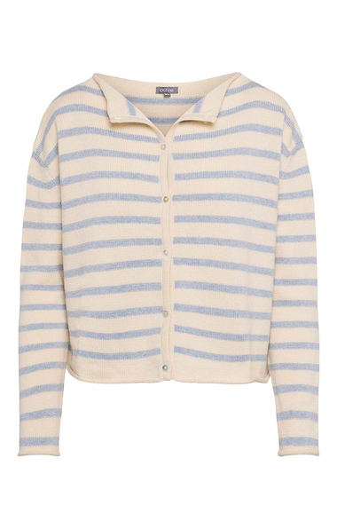 Ladies Lambswool Cashmere Striped Cardigan