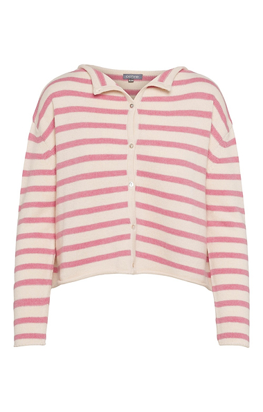 Ladies Lambswool Cashmere Striped Cardigan