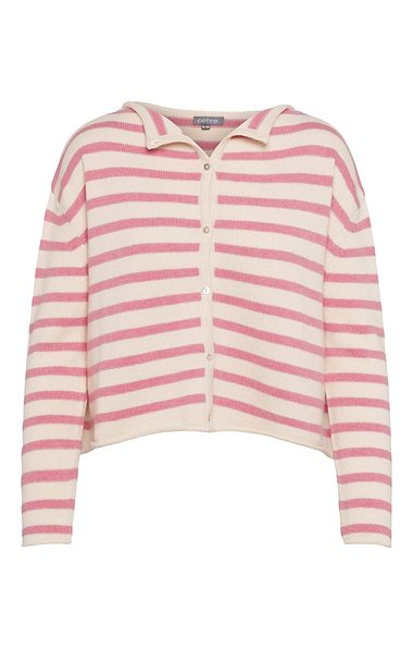 Ladies Lambswool Cashmere Striped Cardigan