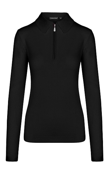 Ladies Cashmere Feel Zip Polo