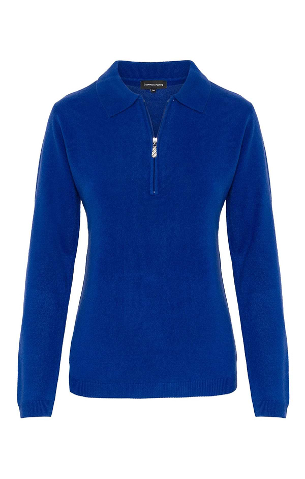 Ladies Cashmere Feel Zip Polo