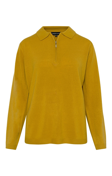 Ladies Cashmere Feel Zip Polo