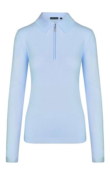 Ladies Cashmere Feel Zip Polo