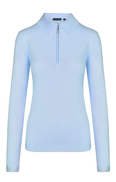 Ladies Cashmere Feel Zip Polo