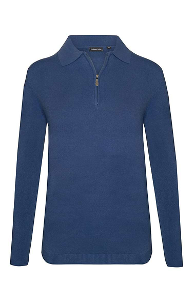 Ladies Cashmere Feel Zip Polo