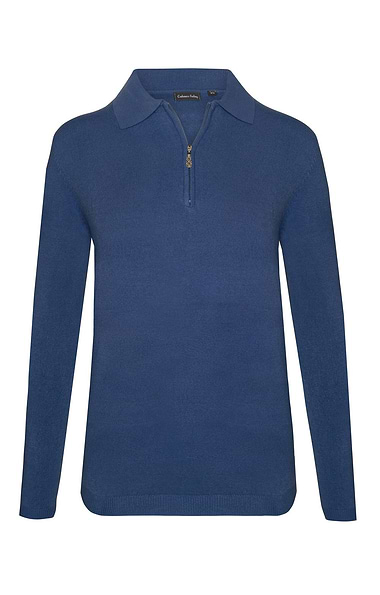 Ladies Cashmere Feel Zip Polo