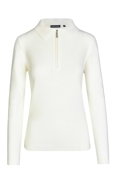 Ladies Cashmere Feel Zip Polo