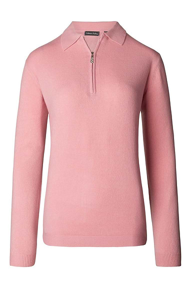 Ladies Cashmere Feel Zip Polo