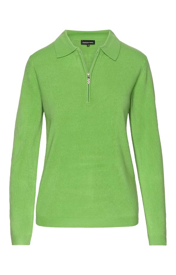 Ladies Cashmere Feel Zip Polo