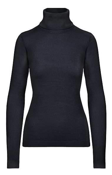 Ladies Cashmere Like Roll Neck Top