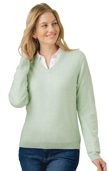 Ladies 2-Ply Cashmere V-Neck Sweater