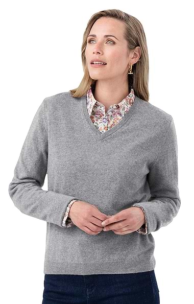Ladies 2-Ply Cashmere V-Neck Sweater