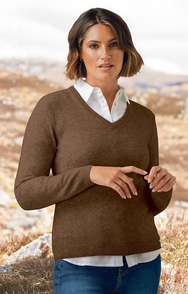 Ladies 2-Ply Cashmere V-Neck Sweater