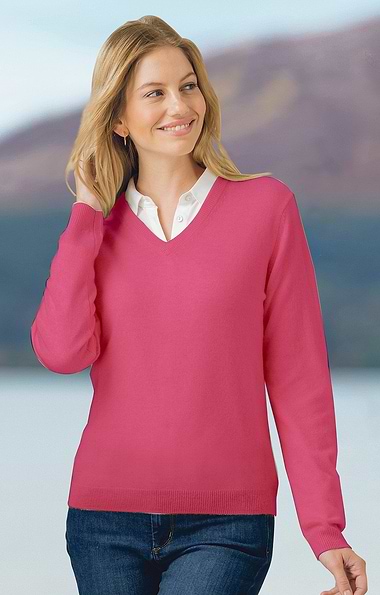 Ladies 2-Ply Cashmere V-Neck Sweater