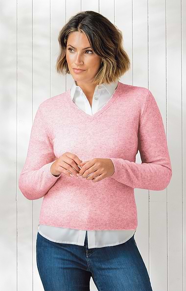 Ladies 2-Ply Cashmere V-Neck Sweater