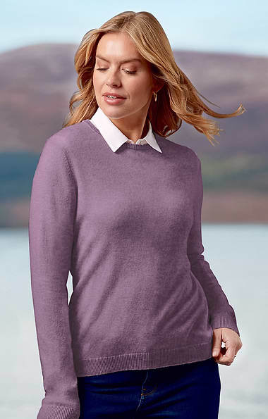 Ladies Two-Ply Cashmere Crew Neck